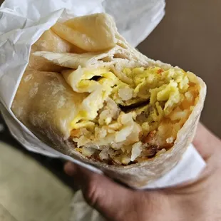  hand holding a burrito