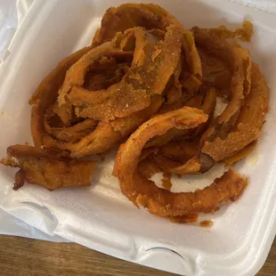 The disgusting onion rings that they have the least bit of care to serve