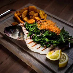 Whole Grilled Branzino, Seafood, Dinner