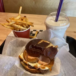 Good Burger, Cajun fries, Vanilla shake