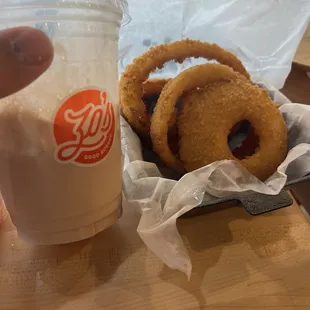 Chocolate Shake and Onion Rings