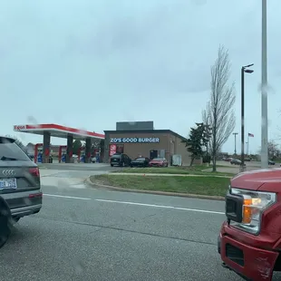 At the Exxon gas station