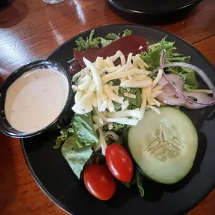 Side salad - added beets. Restaurant ranch for dressing.