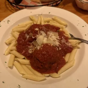 Penni with meatballs and "Sunday" sauce