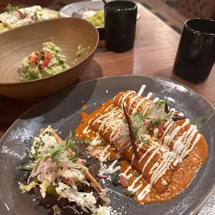 Enchilada combo with creamy chipotle sauce