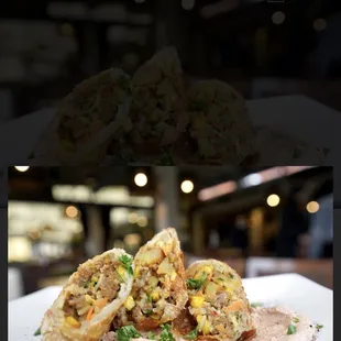 Lamb, vegetable, eggroll