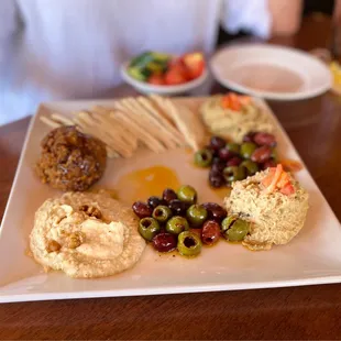 Mezze platter - we got hummus, babaganoush and muhammara.  Delicious!