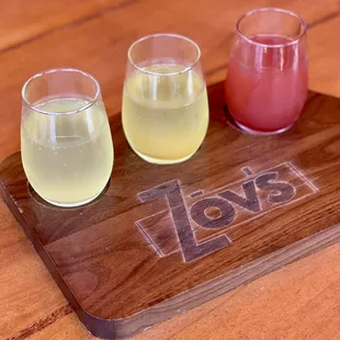 Mimosa Flight (L-R): Yuzu Lavender, Peach Ginger, El Corazon