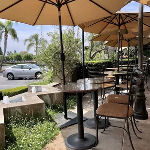 tables and umbrellas