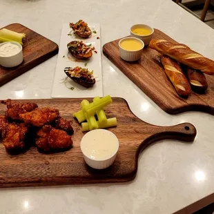 Wings and pretzel sticks