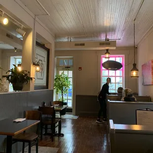 a woman in a restaurant