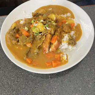 Katsu chicken topped with curry