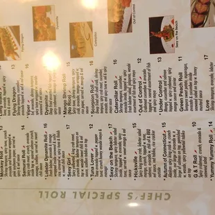menu