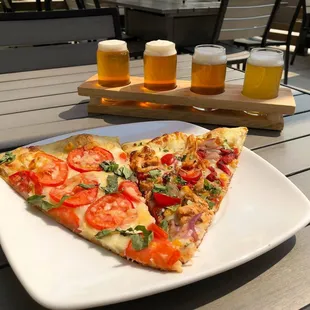 Pizza and draft beer