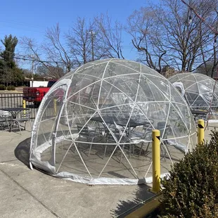 Inflatable domes for outside seating
