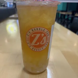 Green Tea &amp; Lychee Bubble Tea with Lychee Boba and Aloe Jellies.