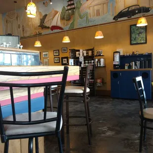 3 seats available at the bar