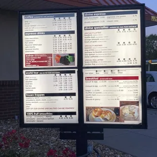 a menu on a sign