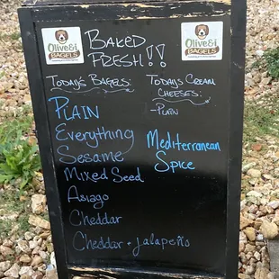 a menu on a blackboard