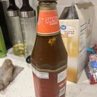 a bottle of sauce
