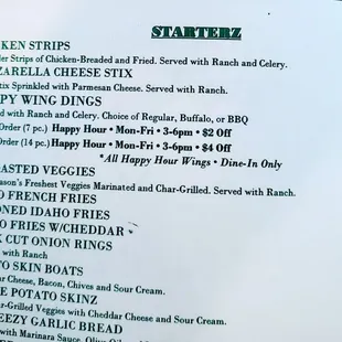 menu