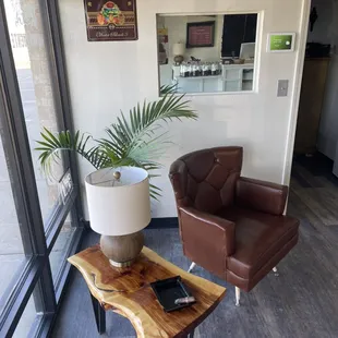 Front of store seating area.