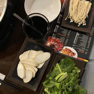 Mushrooms + Chinese broccoli