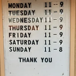 Zu Hot Pot.  Their hours.