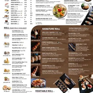 Sushi Menu