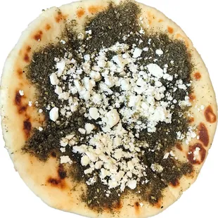 ZAATAR &amp; CHEESE - Ground Dried Thyme, Oregano &amp; Sesame Seed with Feta Cheese on Pita Bread