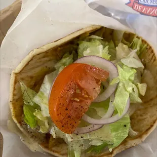 Inside the chicken gyro