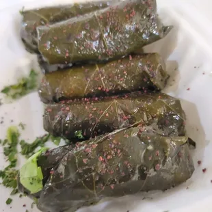 Grape leaves stuffed with rice and spices