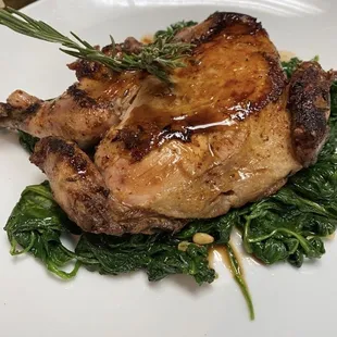 Grilled chicken with sautéed spinach