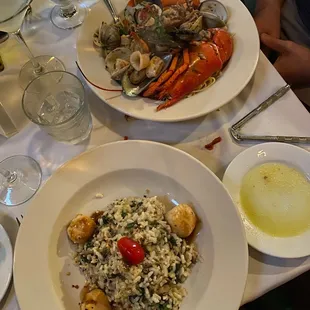 Sea Scallops Risotto and seafood scampi! So good and the scampi saw was so good it was drinkable!
