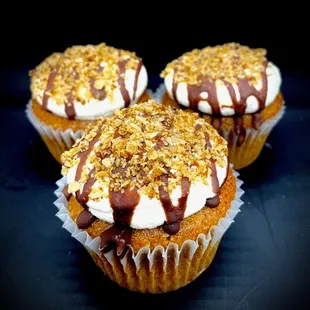 S'mores cupcakes with homemade graham cracker crumbs