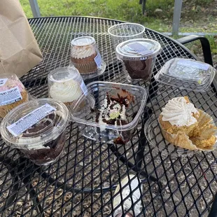a variety of desserts on a table