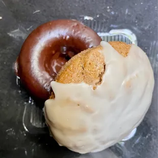 a glazed doughnut and a glazed donut