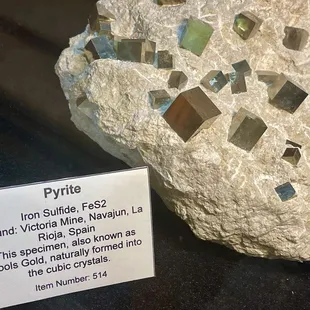 Pyrite - Naturally formed cubic crystals.