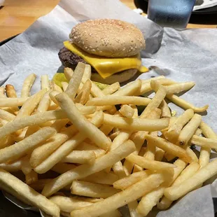 Cheeseburger and fries