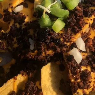 Burnt burger bits on the nachos ! Had to send them back ! Terrible.