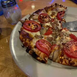 Margehrita pizza has thinner crust and little basil. Feta is out of place but good