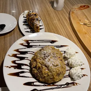Fried cheesecake and fried ice cream with a carrot cake crust