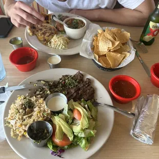 Carne asada con chimchurri !!! BEST CHIPS &amp; SALSA TOO.