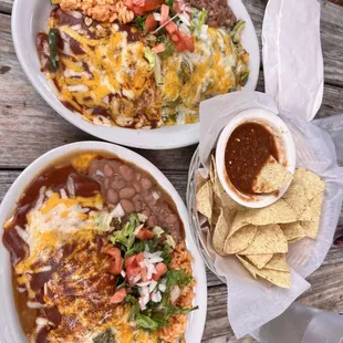 two plates of mexican food