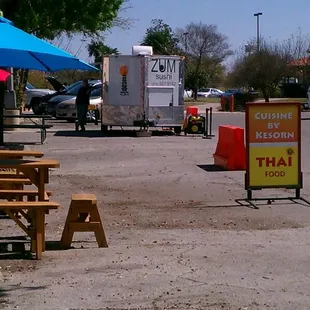 a food truck parked in a parking lot