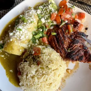Asada plate with enchilada