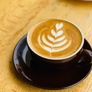 a cup of coffee on a saucer