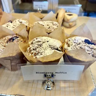 a display of muffins