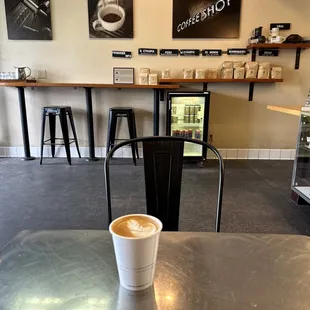 Wall art and my latte. So good.