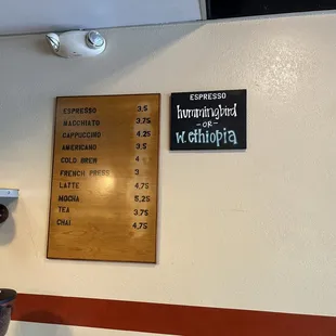 Menu It is a limited menu THEY DO NOT HAVE VANILLA - no vanilla latte or any other flavors